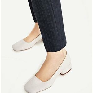 Zara block heel square-toe suede shoes women 6